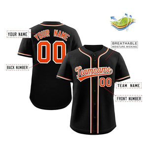 Custom Breathable Baseball Jersey Your Logo Printed Team Name Number White Full Pinstripes Black V-neck Custom Size Color ODM - Product Image 5