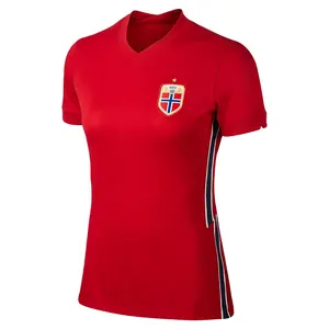 Camiseta de manga corta para mujer, camisa de ootball de color rojo brillante