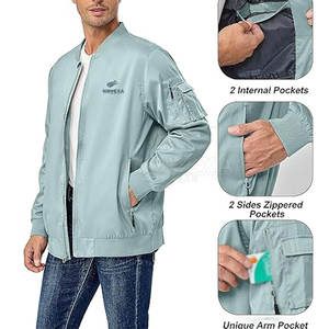 Blouson bomber classique pour homme, doublure intérieure douce, coupe confortable et chaude, style décontracté et streetwear, veste d'hiver - Product Image 3
