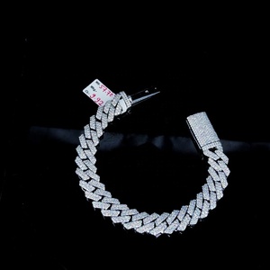 Pulsera de eslabones de cadena cubana de plata 925 de lujo personalizada IGI certificado VVS corte brillante diamante oro joyería fina para hombres y mujeres - Product Image 1