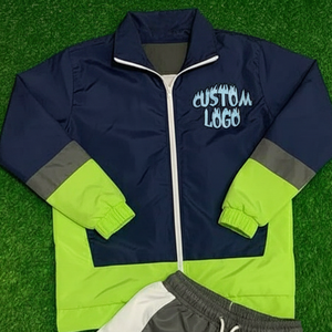 Conjunto corto cortavientos personalizado venta al por mayor moda hombres conjunto de verano manga completa cortavientos pantalones cortos a juego gimnasio chándales conjuntos cortos - Product Image 5