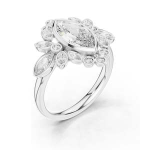 Bague en diamant de laboratoire 2,11 CT Marquise et rondes en grappe pour femme, clarté VVS-VS EF, or 18 carats, 14 carats, 10 carats et argent 925, rose - Product Image 4