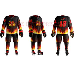 เสื้อฮอกกี้น้ำแข็งแบบสั่งทำพิเศษ พิมพ์ลายแบบซับลิเมชั่น คุณภาพสูง ระบายอากาศได้ดี ผลิตจากโพลีเอสเตอร์ 100% บริการ OEM สำหรับทีมผู้ใหญ่ - Product Image 3