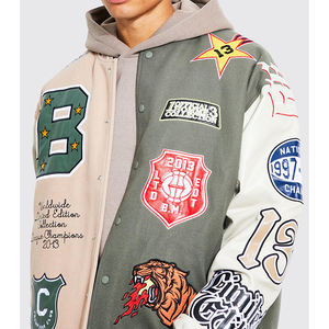 Chaqueta Varsity Personalizada OEM para Hombre, Chaqueta Letterman de Alta Calidad con Mangas de Cuero, Parche de Chenille, Chaqueta de Béisbol al por Mayor - Product Image 3