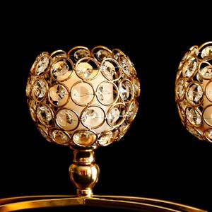 Luxury 3 In One <b>Crystal</b> Work Candle <b>Stand</b> Gold Finished Perfect For Bedroom Decor Centerpiece And Party Decoration From India - Product Image 4