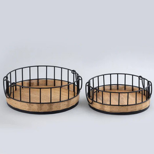 New Arrival Kitchenware <b>Vegetable</b> <b>Storage</b> Wooden and Metal <b>Storage</b> <b>Basket</b> Customized Design Handmade Fruit <b>Storage</b> Metal <b>Basket</b> - Product Image 6