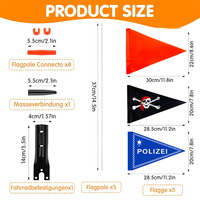 1 ensemble de mât de drapeau triangulaire en fibre de verre, écologique, en polyester, imprimé numériquement, imperméable, doux, réglable en hauteur, 20x30cm pour