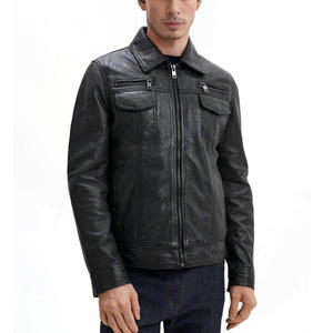 Chaqueta de Cuero Genuino de Alta Calidad Directo de Fábrica, Chaqueta de Cuero con Cremallera de Talla Grande, Abrigos de Cuero a la Moda para Hombre - Product Image 1
