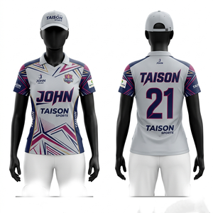 Maillot de cricket pour femmes, qualité professionnelle, 155 GSM, micro-mesh polyester respirant, bleu et orange, empiècements contrastés, sublimation par transfert thermique - Product Image 3