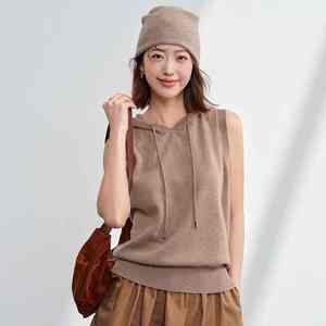 Custom <b>Sleeveless</b> <b>Hoodie</b> Women Summer Running Hood Cashmere Top <b>Sleeveless</b> Cashmere Pullover <b>Hoodie</b> Ladies - Product Image 4