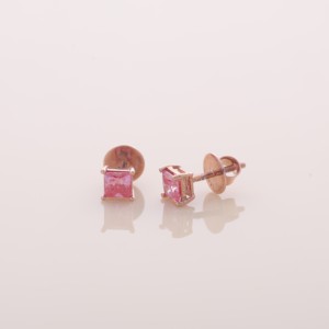 IGI Certified Lab Grown Pink Princess Cut Diamond Stud <b>Earrings</b> <b>Solid</b> 925 Sterling <b>Silver</b> Minimalist <b>Earrings</b> - Product Image 2