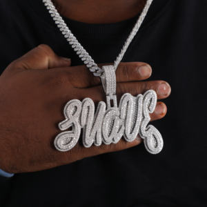 Lettre SUAVE personnalisée Moissanite pendentif en diamant or massif 14KT pendentif personnalisé de style Hip Hop entièrement glacé pour hommes - Product Image 3