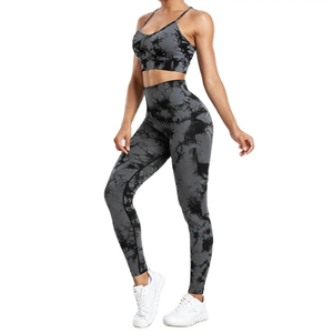 Nuevo Conjunto personalizado de mallas de Yoga para mujer, conjuntos de Fitness para gimnasio, ropa deportiva de 2 piezas para mujer, Top corto de Yoga con frente torcido, Sujetador deportivo y pantalones cortos - Product Image 3