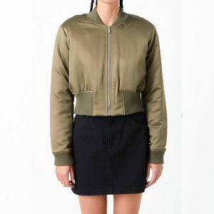 แจ็กเก็ตผ้าซาตินสำหรับผู้หญิงเสื้อแจ็กเก็ตแบบมีซิปด้านหน้าคอวีแบบปรับแต่งได้ - Product Image 1