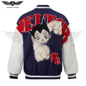 Long boutonné à col personnalisé avec vente en gros, nouveau style de vestes universitaire de baseball universitaire à manches en cuir de bon fournisseur - Product Image 2