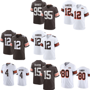 Erkek gençlik kadınlar Cleveland #12 Shedeur Sanders #15 Joe flafla# 95 My-les Garrett ve benzeri dikişli amerikan futbolu formaları - Product Image 2