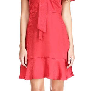 Robe à nouer plissée Cheeta à imprimé ton sur ton pour femme Michael Kors, taille L, rouge, taille naturelle, lavable - Product Image 3