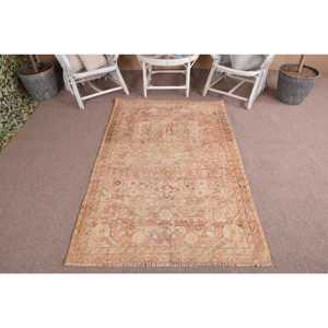 Vintage Accent Rug 3.8x6 ft, Turkish <b>Brown</b> Ombr <b>Wool</b> Rug - Product Image 1
