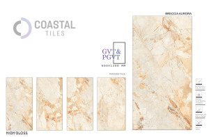 Carreaux de sol en porcelaine moderne 600x1200mm jaunâtre antidérapant brique réfractaire brèche - Product Image 2