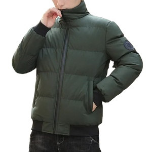 Chaqueta acolchada con cremallera de lona de Color sólido de moda Otoño Invierno para hombre con cuello levantado de técnica lavada y patrón de camuflaje - Product Image 3