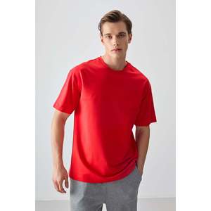 T-shirt basique pour homme Air Jones, coupe ample, en coton épais texturé, mélange de polyester et de spandex, couleur Fiesta - Product Image 1