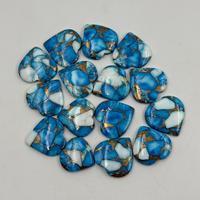 Pierre précieuse en vrac en forme de cœur personnalisable de haute qualité, turquoise cuivrée bleu glace naturelle, lisse, pour bijoux DIY, fabriquée par IBRAHIM GEMS