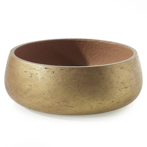 Bol de service rond de luxe en laiton rustique avec design en métal bicolore et texture mouchetée pour table de service - Product Image 1