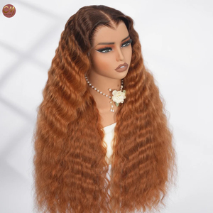 Parrucche in Capelli Vergini Castano Rosso Ondulato Profondo 13x4 HD con Pizzo Trasparente, Densità 200%, per Donne Nere - Product Image 4