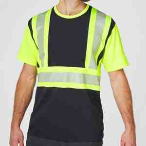Camisa de construcción reflectante de algodón 100% para hombre, ropa de trabajo de alta visibilidad, camiseta para correr con camisetas de seguridad personalizables de alta visibilidad - Product Image 3