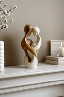 Sculpture de cœur en bois poli Art Déco, faite à la main, durable, écologique et de haute qualité, pour la Saint-Valentin, décoration de table contemporaine