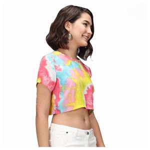 Top corto de cuello redondo para mujer, camiseta en blanco de algodón suave con logotipo Vintage personalizado - Product Image 6