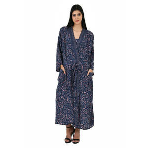 Conjunto de Kimono y Camiseta de Seda con Estampado Floral Azul y Rosa, Talla Única para Mujer, Bata de Baño - Product Image 4