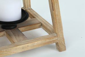 Farol de madera orgánico con marco abierto para decoración del hogar, farol de decoración con parte superior metálica, estilo granja - Product Image 2