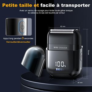 Mini rasoir électrique portable pour hommes, étanche IPX7, rasoir rotatif USB, rasoir de remplacement pour le visage - Product Image 3