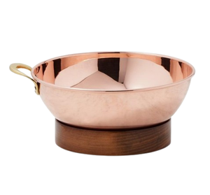 Vajilla de cobre pulido, cuenco redondo para mezclar con mango lateral, cuenco para servir alimentos y frutas, suministrado por India - Product Image 4