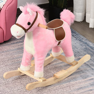 HOMCOM-Caballo de juguete de madera con sonidos realistas para bebés de 36 a 72 meses, AA Incluye 2 pilas, color rosa - Product Image 2