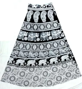 Cotton Fabric Print Long skirt Indian falda Rock kjol boho gypsy retro Women Ethic Hippie Skirt Clothing Elegant Wholesale