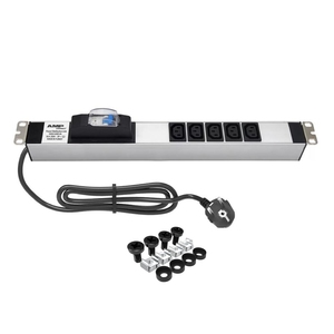 PDU de Rack 1U de 19 Pulgadas con 5 Salidas IEC C13, Interruptor de Circuito de 16A, Enchufe Schuko, Unidad de Distribución de Energía de 250V CA - Product Image 1