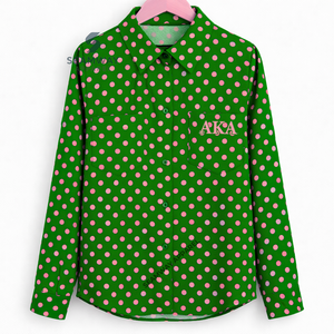 Camisa Formal de Negocios con Botones para Mujer Alpha Kappa Alpha Sorority, Camisa Griega con Cuello y Botones Delanteros - Product Image 1