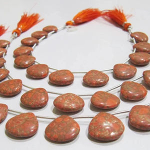 Orange Cuivre Turquoise 14-15mm Perles En Forme De Coeur Lisse Pierre Plaine Brin 8 Pouces De Long 14 Perles Par Brin Vendu Par Brin - Product Image 1