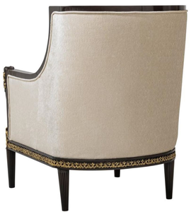 Fauteuil d'appoint de style européen royal avec cadre en bois massif doré et tissu brocart de qualité supérieure - Product Image 3