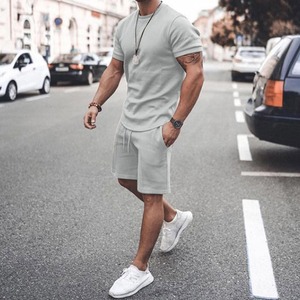 T-shirts ensemble court sweat 2 pièces ensemble t-shirt et short pour homme surdimensionné lavé 100% coton t-shirt pour homme pour homme vente en gros - Product Image 3