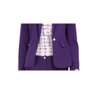 Blazer Monopetto da Donna Calvin Klein Viola Taglia 8 - Lunghezza Lunga con Decorazioni in Maglia e Ricami - Product Image 3