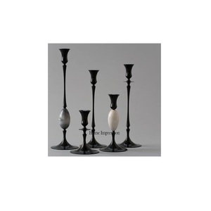 Grand bougeoir à revêtement en poudre de couleur noire polie brillante Designer moderne avec pièce maîtresse de mariage fantaisie au prix de gros - Product Image 1