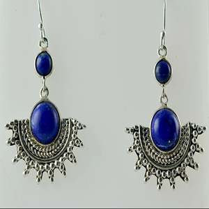 Pendientes Hechos a Mano de Plata de Ley 925 con Forma de Estrella y Piedra Preciosa Natural de Lapislázuli Azul, Joyería Bohemia para Nacidos en Septiembre - Product Image 2