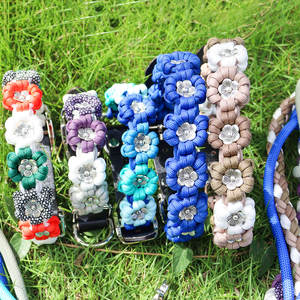 Kalung hewan peliharaan kepang tugas berat, aksesori anjing bunga mawar emas gaya baru kerah anjing personalisasi tali kerah hewan peliharaan - Product Image 6