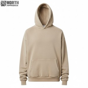 2025 pur haute qualité 100% coton lourd pull à capuche personnalisable hommes brodé polaire uni bleu séchage rapide - Product Image 1