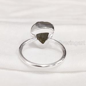 Bague pour femme en pierre brute, labradorite naturelle, ajustable, en argent sterling 925, cadeau de Noël - Product Image 5