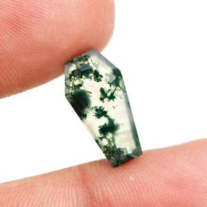 Piedra preciosa suelta de ágata de musgo verde con forma de ataúd de corte brillante Natural 100% para hacer joyas, piedra de ágata de musgo, tamaño calibrado OEM - Product Image 4