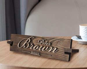 Plaque de nom de bureau élégante en bois |   Travail artisanal de luxe |   Prix d'usine en gros - Product Image 2
